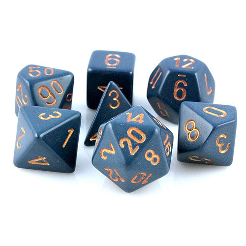 CHX25426 Opaque dusty blue/copper Polyhedral 7 Dice Set | Grognard Games