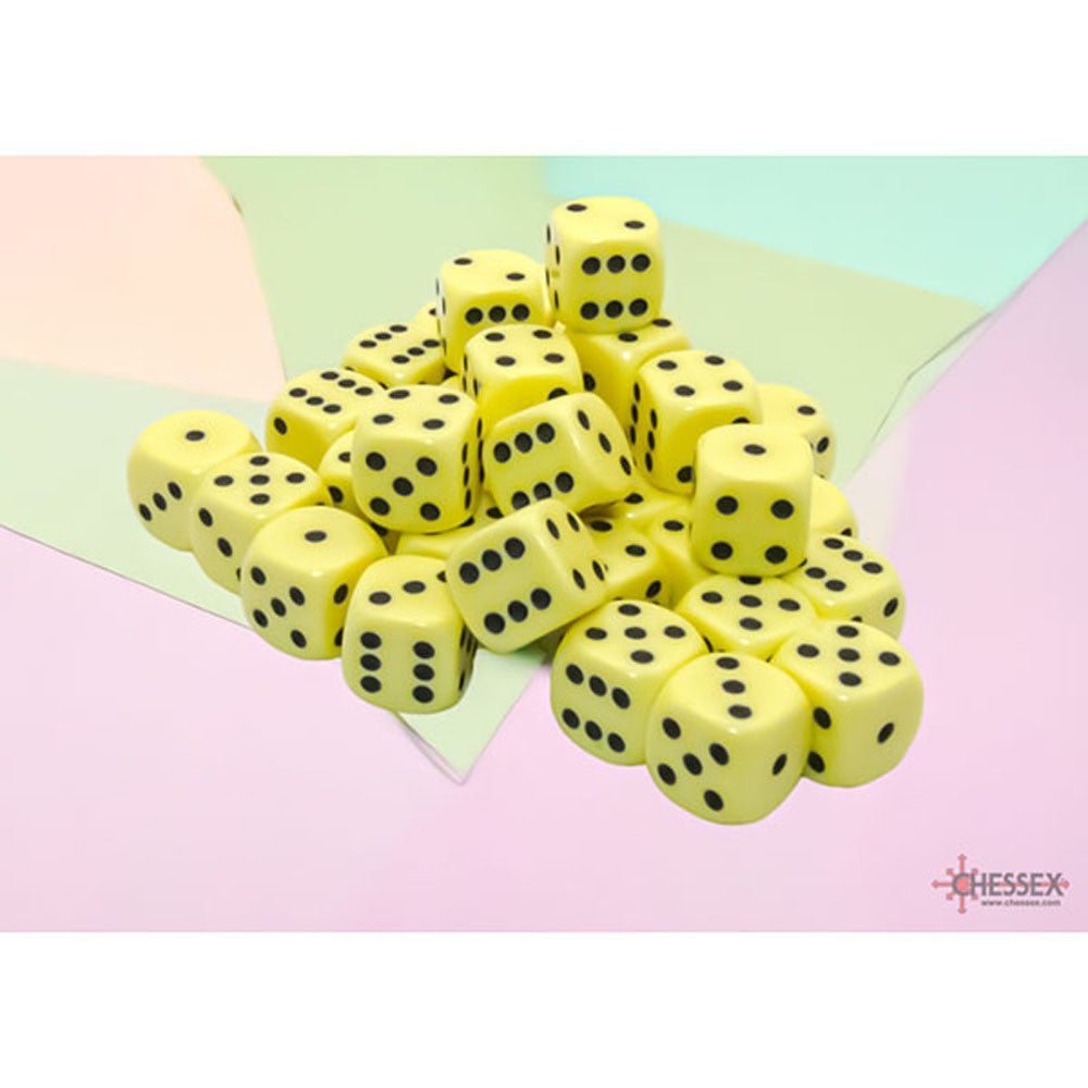 CHX25862 Opaque - Pastel Yellow/Black 36 D6 set | Grognard Games