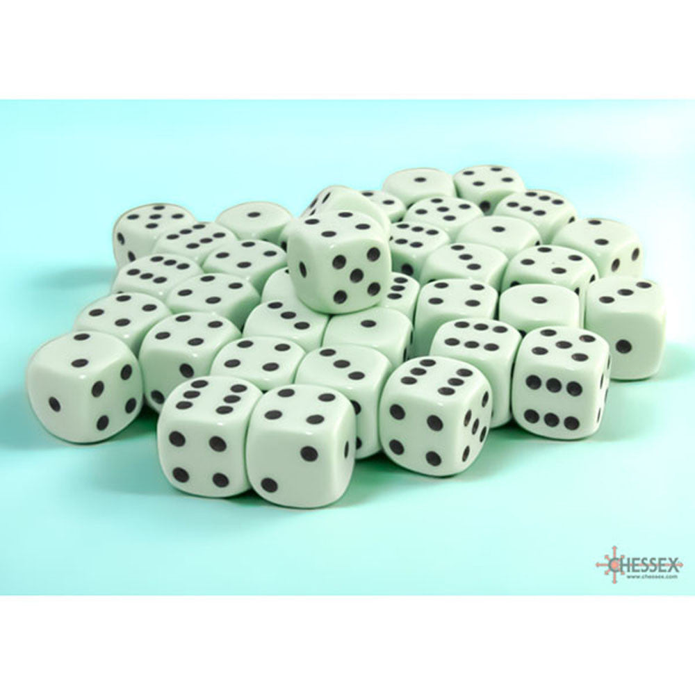 CHX25865 Opaque - Pastel Green/Black 36 D6 set | Grognard Games