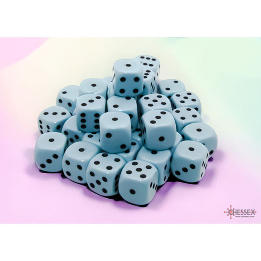 CHX25866 Opaque - Pastel Blue/Black 36 D6 set | Grognard Games