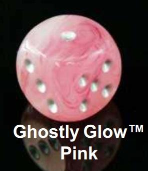 CHX27524 Polyhedral 7-Die Set: Ghostly Glow: Pink/Silver | Grognard Games