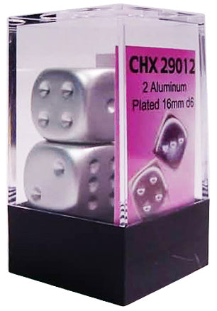 CHX29012 Aluminum Plated d6 16mm Dice Pair | Grognard Games