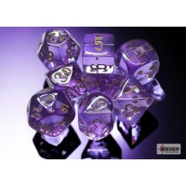 Chessex Translucent Lavender/Gold 7-Die Set with Bonus Die | Grognard Games