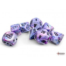 Chessex Hydrangea/Black 7 Die Set with Bonus Die | Grognard Games
