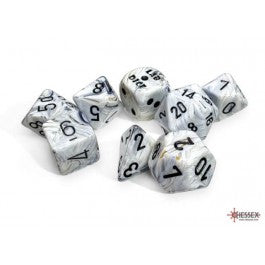 Chessex Calcite/Black 7 Die Set with Bonus Die | Grognard Games