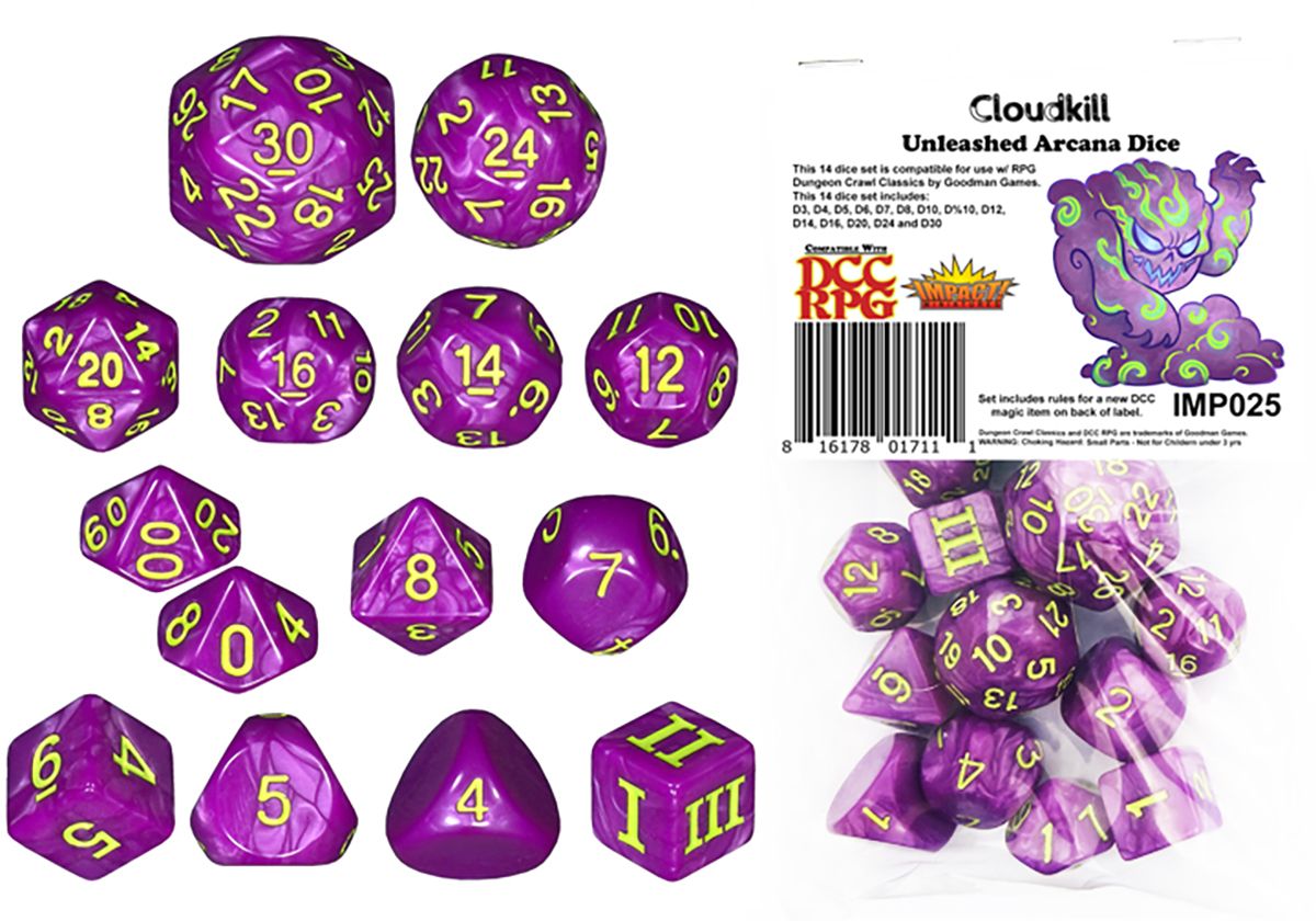 Cloudkill - Impact! Miniatures DCC 14 Piece RPG Dice Set | Grognard Games