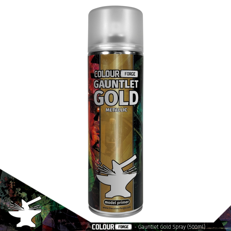 Colour Forge Spray: Gauntlet Gold (500ml) | Grognard Games