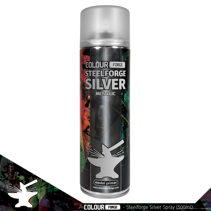 Colour Forge Spray: Steelforge Silver (500ml) | Grognard Games