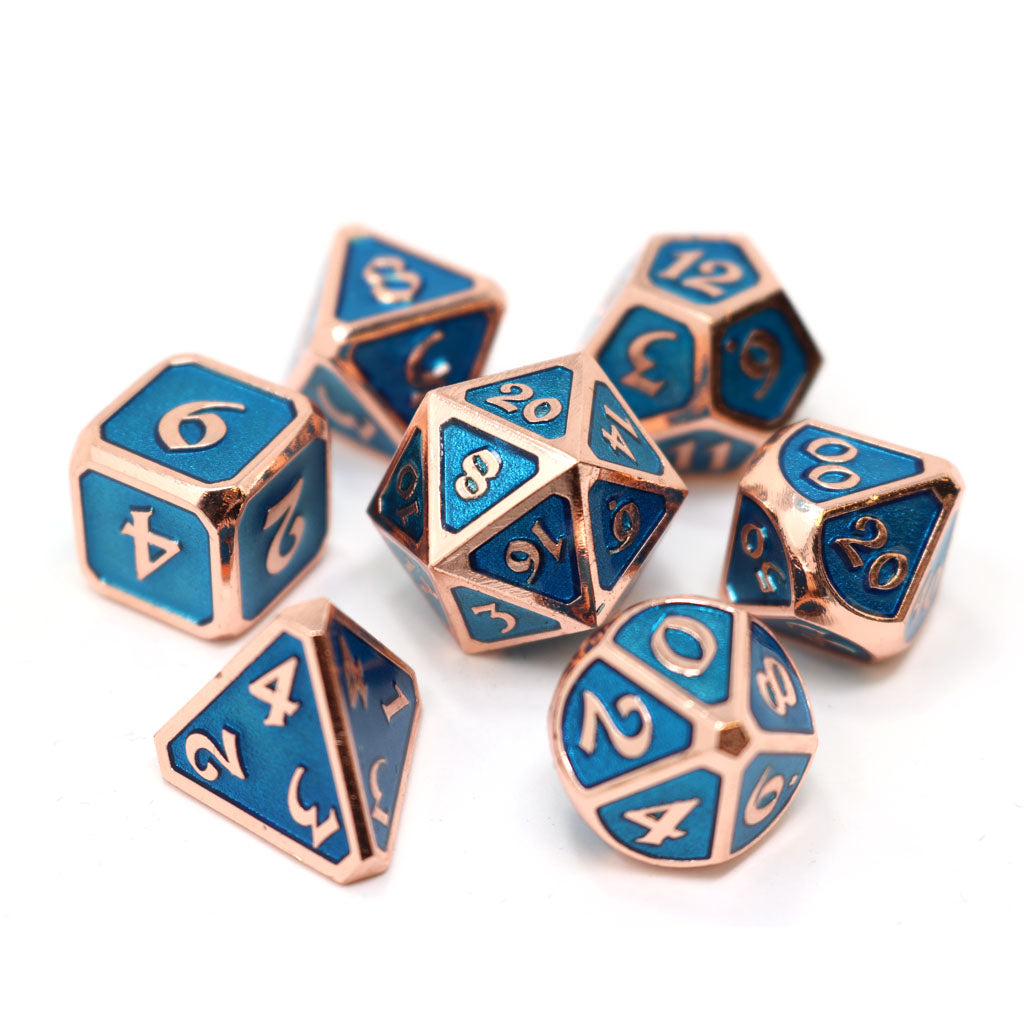 Die Hard Dice 7 Piece RPG set - Mythica Copper Aquamarine | Grognard Games