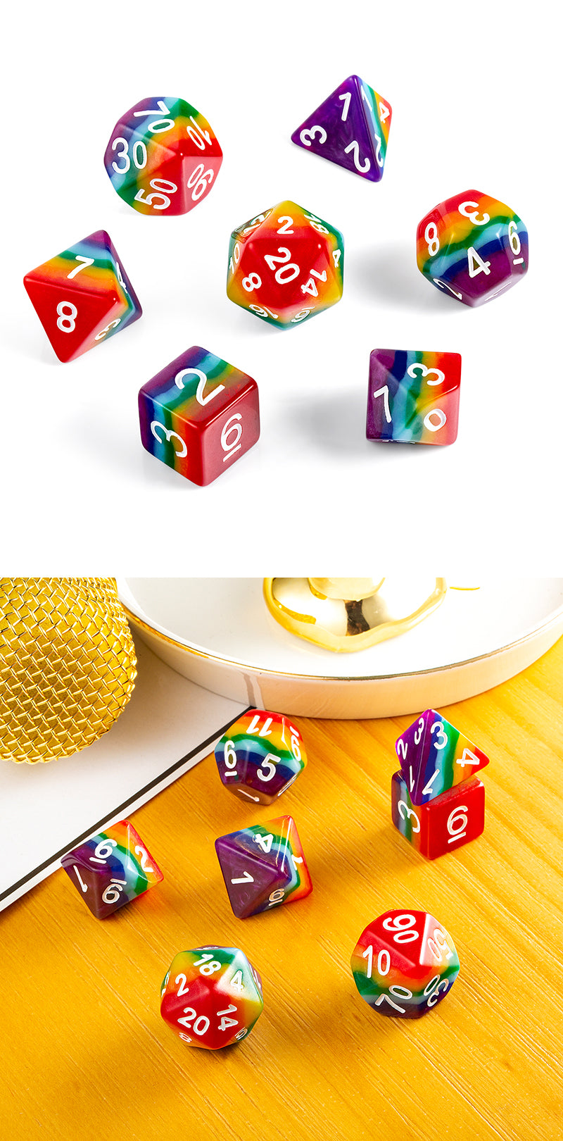 Resin Dice Set (7pcs) [Rainbow] | Grognard Games