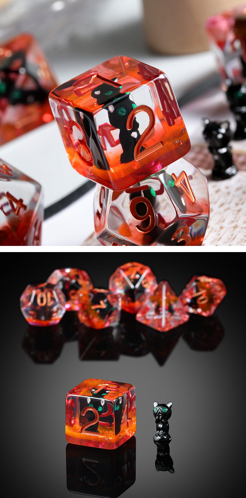 Resin Dice Set (7pcs) [Black Cat] | Grognard Games