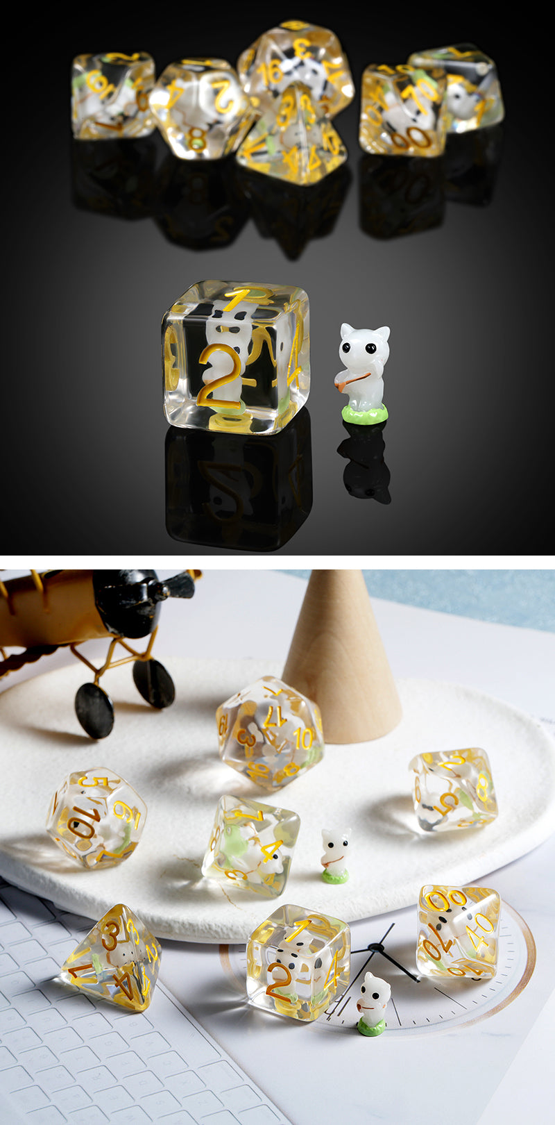 Resin Dice Set (7pcs) [White Cat] | Grognard Games