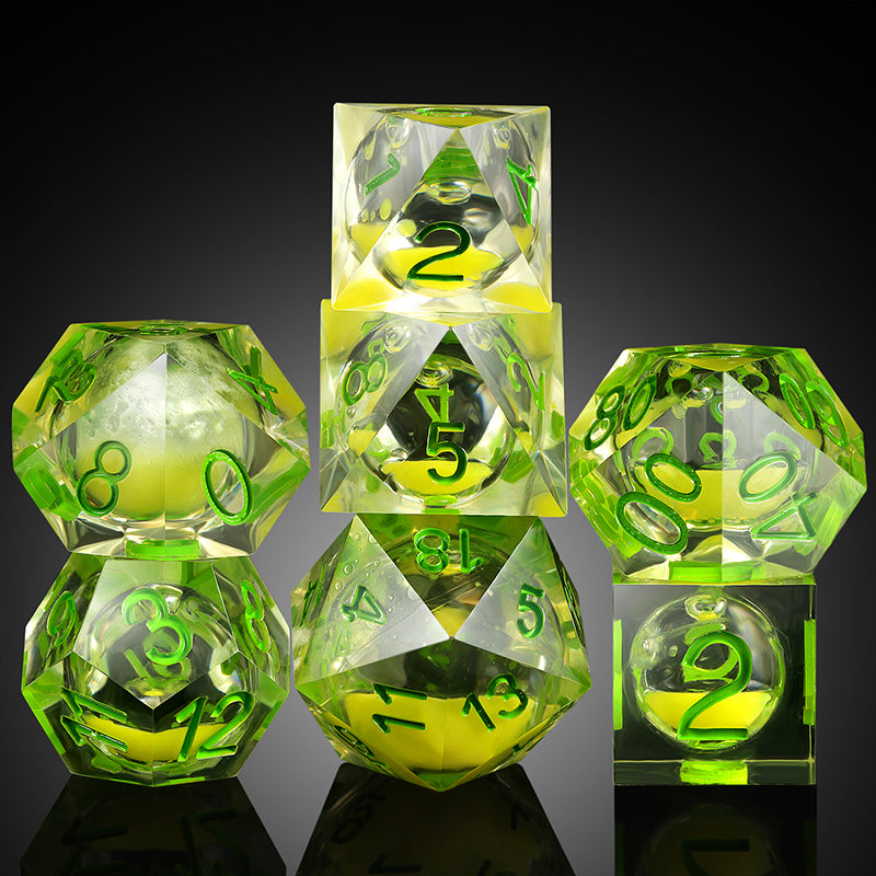 Liquid Core Dice Set (7pcs) [Green Lava] | Grognard Games