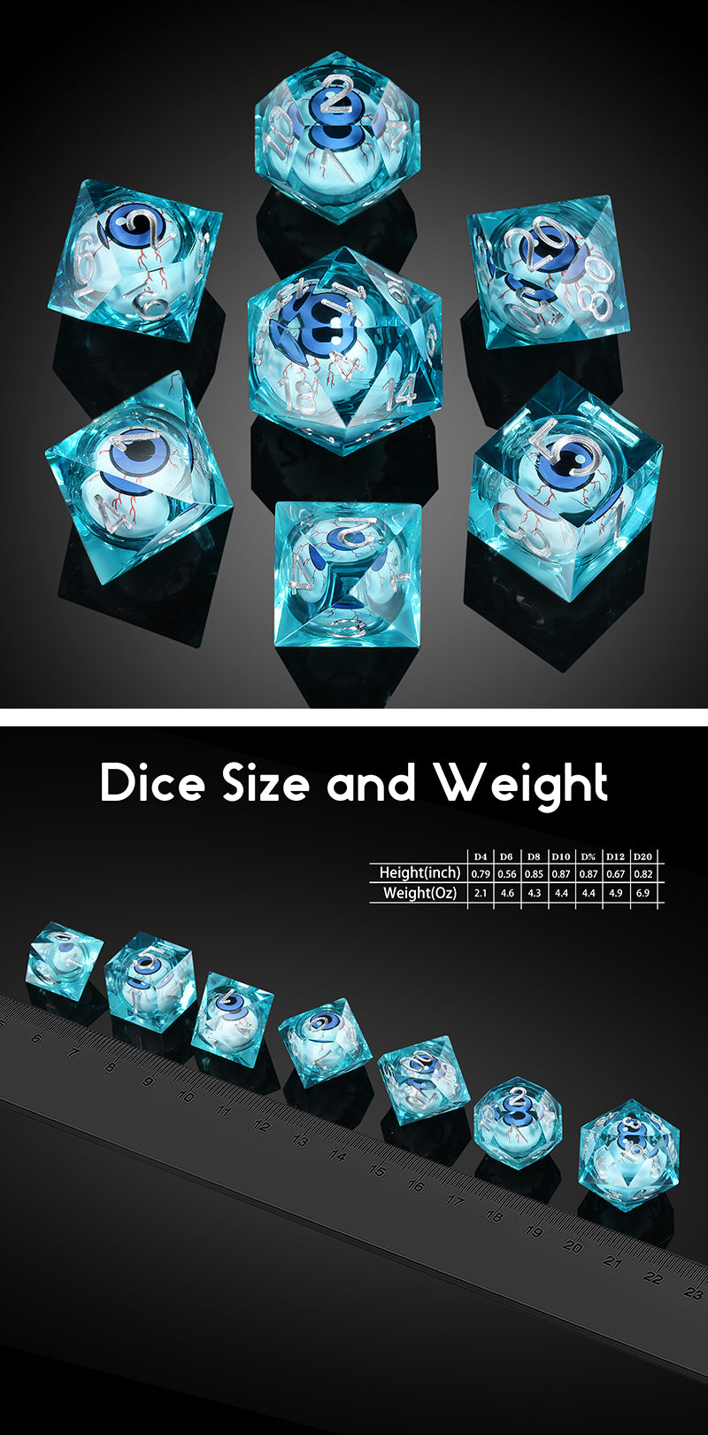 Sharp Edge Dice Set (7pcs) [Blue Eyeball] | Grognard Games