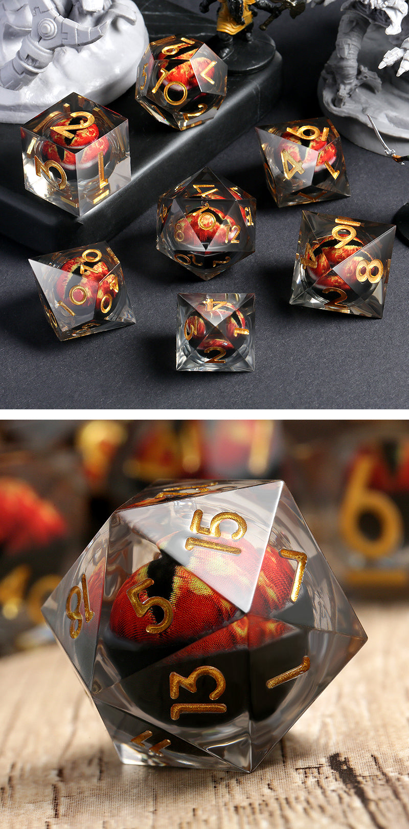 Sharp Edge Dice Set (7pcs) (Dragon Eye) [Red] | Grognard Games