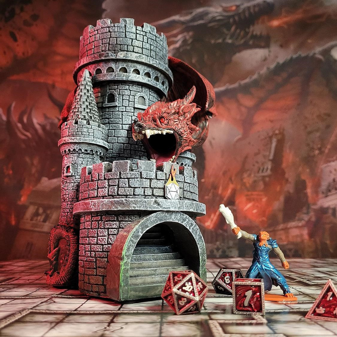 Forged Gaming  Dragons Keep Dice Tower - Red Dragon | Grognard Games