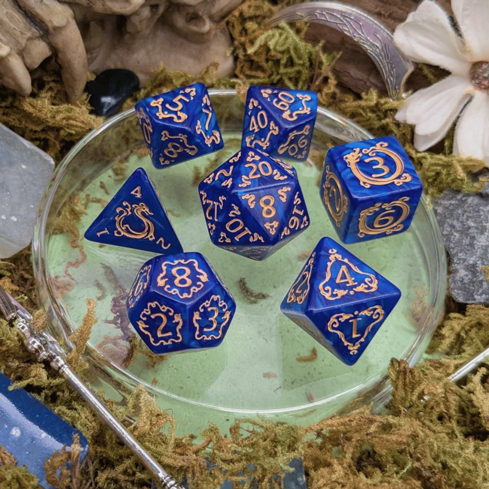 Dragon Blue Dice Set | Grognard Games
