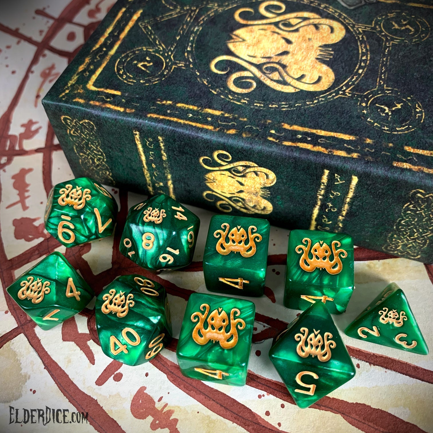 Infinite Black Elder Dice: Brand of Cthulu 9 Dice Set | Grognard Games