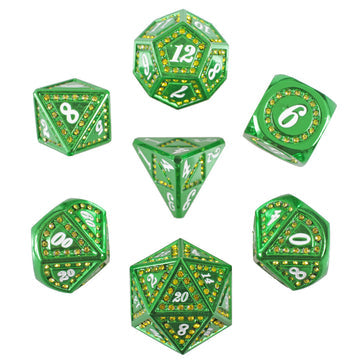 Forged Gaming Emerald Lust 7-Piece Metal Dice Set | Grognard Games