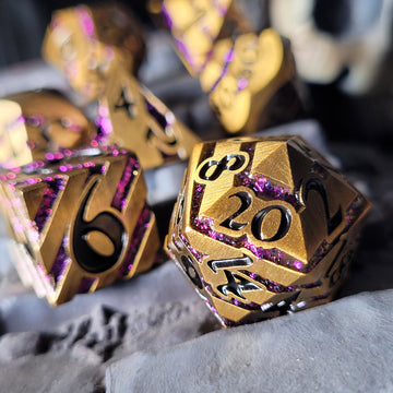 Banded Gnomish Riches Set of 7 Metal Dice Set | Grognard Games