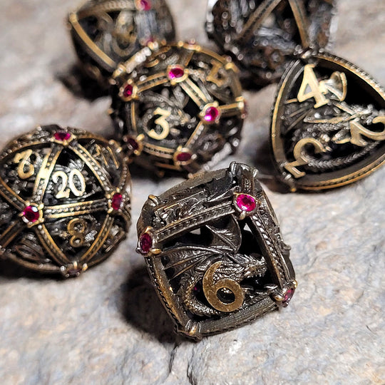 Forged Gaming Dragon's Jewel Bronze Hollow 7-Piece Dice Set | Grognard Games