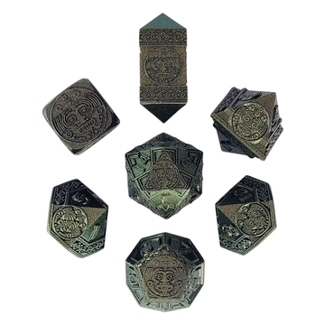Forged Gaming Nahuatl's Chance Green Metal RPG Dice Set | Grognard Games