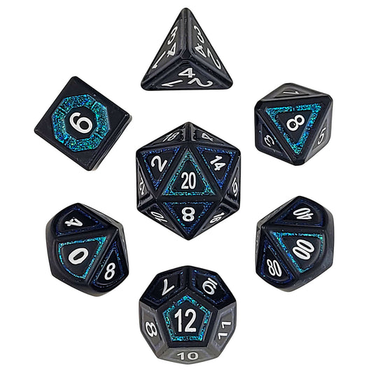 Forged Gaming Underdark Glimmer Teal Metal Dice Set | Grognard Games