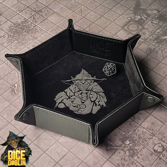 Forged Gaming Dice Goblin Hexagon Snap Folding Dice Tray - Black | Grognard Games