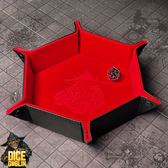 Forged Gaming Dice Goblin Hexagon Snap Folding Dice Tray - Red | Grognard Games