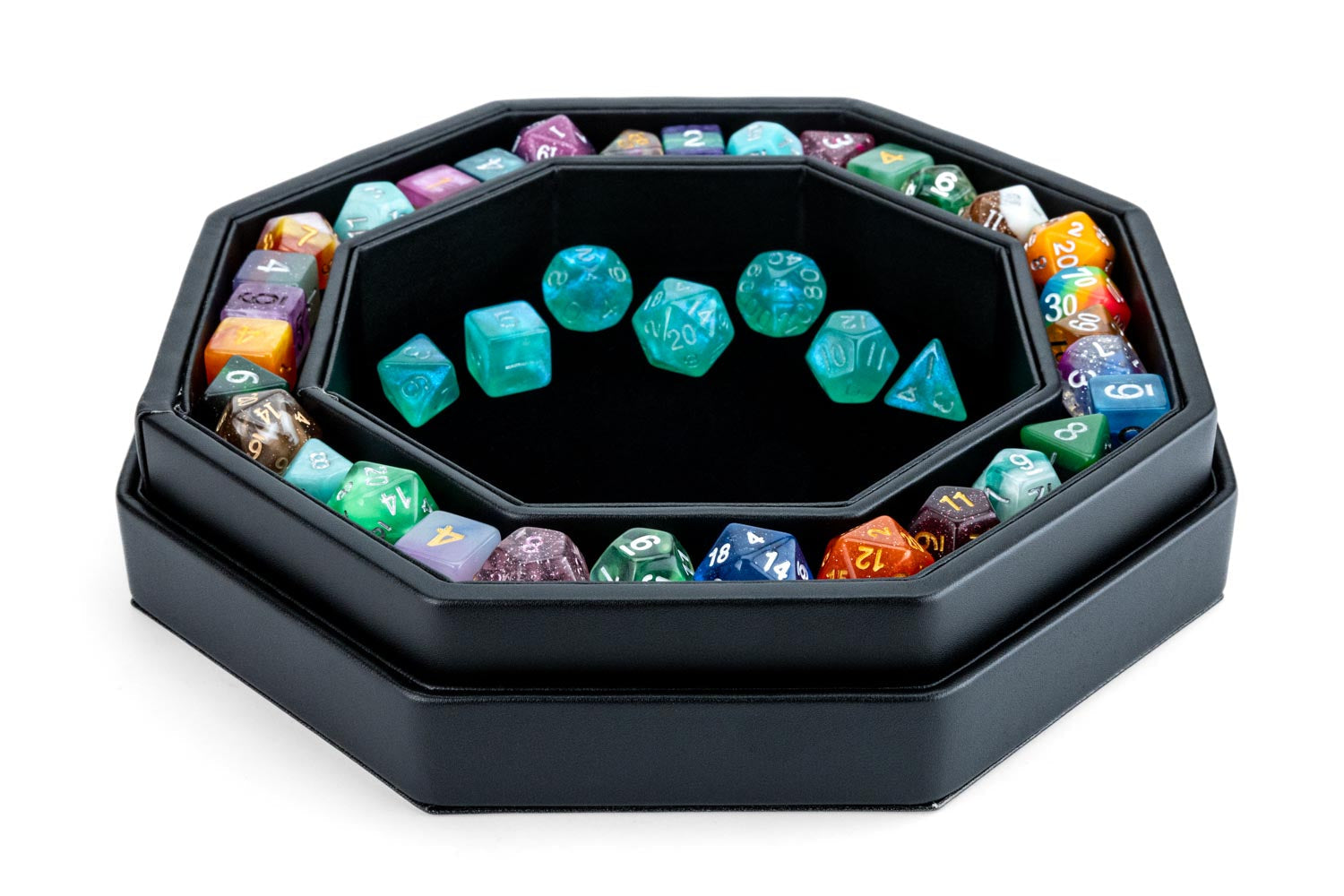 Fanroll - Octagon Dice Tray with Storage Ring: Black | Grognard Games