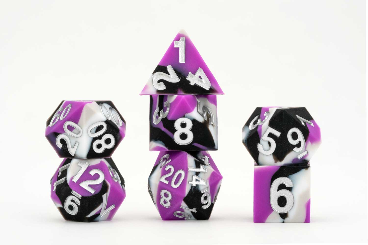 Sharp Edge Silicone Rubber Dice Set: Asexual Pride | Grognard Games