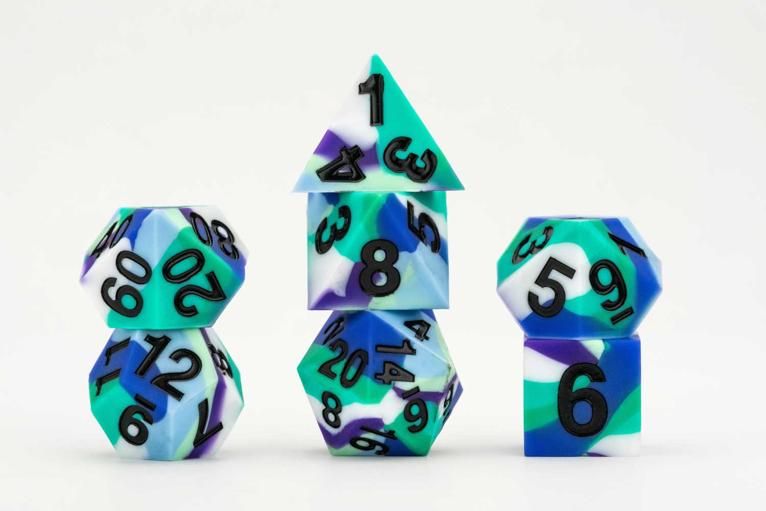 Sharp Edge Silicone Rubber Dice Set: Gay Men Pride | Grognard Games