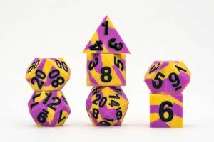 Sharp Edge Silicone Rubber Dice Set: Intersex Pride | Grognard Games