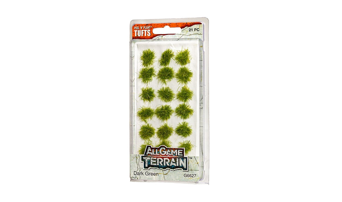 Woodland Scenics All Game Terrain Peel 'n' Plant Tufts Dark Green Grass Tufts | Grognard Games
