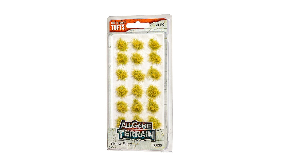 Woodland Scenics All Game Terrain Peel 'n' Plant Tufts Yellow Flowers | Grognard Games