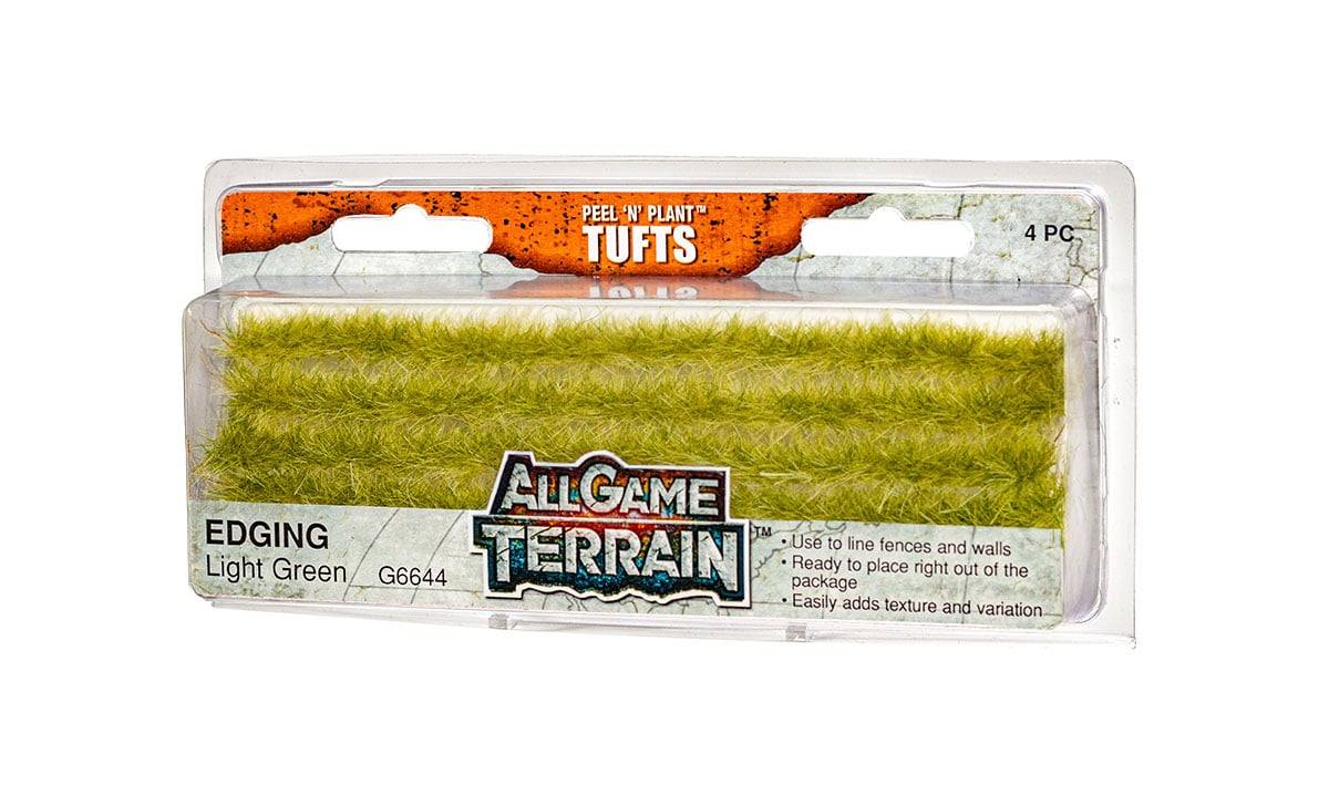 Woodland Scenics All Game Terrain Peel 'n' Plant Tufts Light Green Edging | Grognard Games
