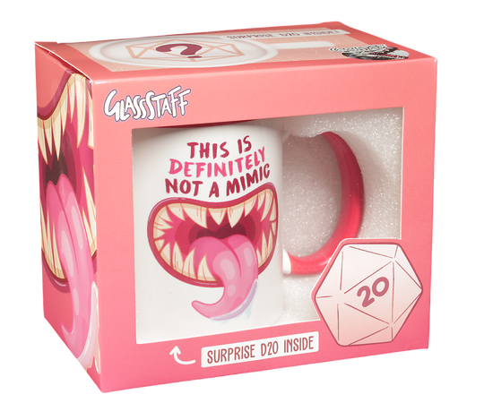 GlassStaff Not a Mimic Coffee Mug with Surprise D20 | Grognard Games
