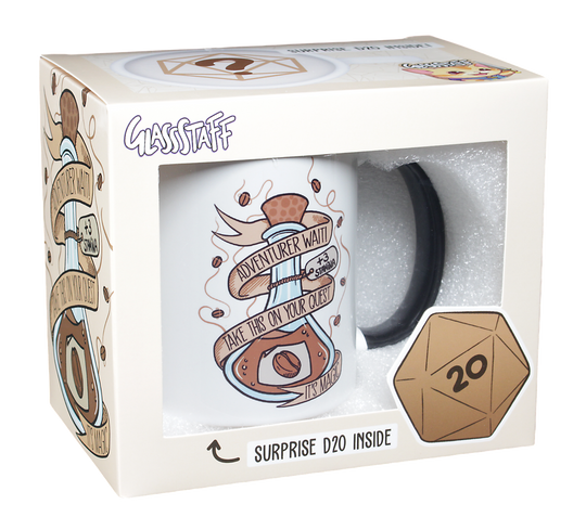 GlassStaff Potion Coffee Mug with Surprise D20 | Grognard Games