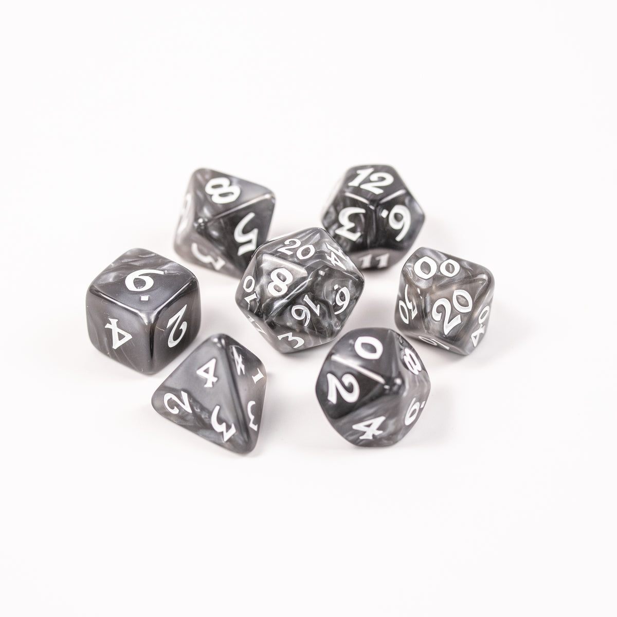 Die Hard Dice 7pc RPG set - Elessia Essentials Grey | Grognard Games