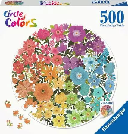 Jigsaw Puzzle Circle of Colors - Flowers - 500 Pieces Puzzle | Grognard Games