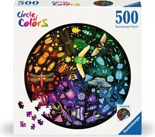 Jigsaw Puzzle Circle of Colors - Insects - 500 Pieces Puzzle | Grognard Games