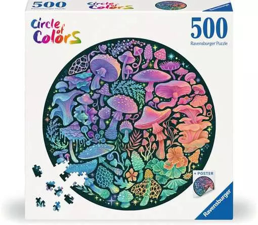 Jigsaw Puzzle Circle of Colors - Mushrooms - 500 Pieces Puzzle | Grognard Games