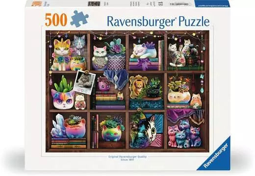 Jigsaw Puzzle Cubby Cats and Succulents - 500 Pieces Puzzle | Grognard Games