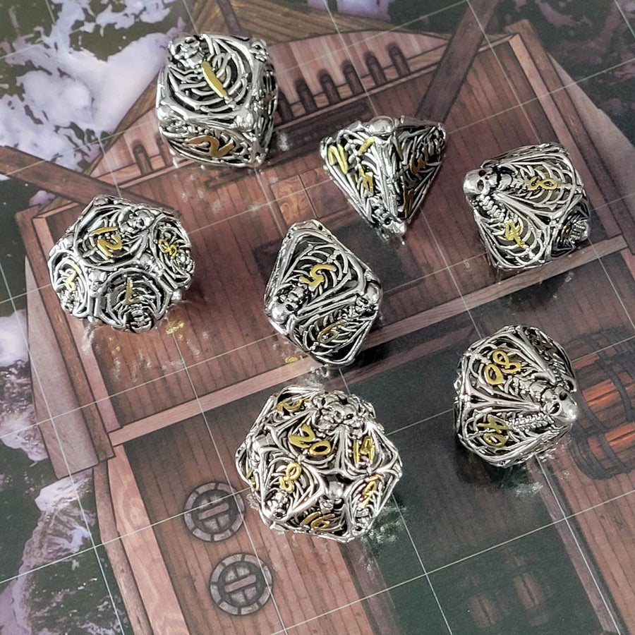 Lich's Throne Hollow RPG Metal Dice Set | Grognard Games