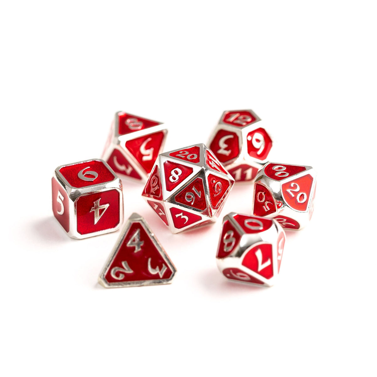 Die Hard Dice 7pc RPG Set - Mythica Platinum Ruby | Grognard Games