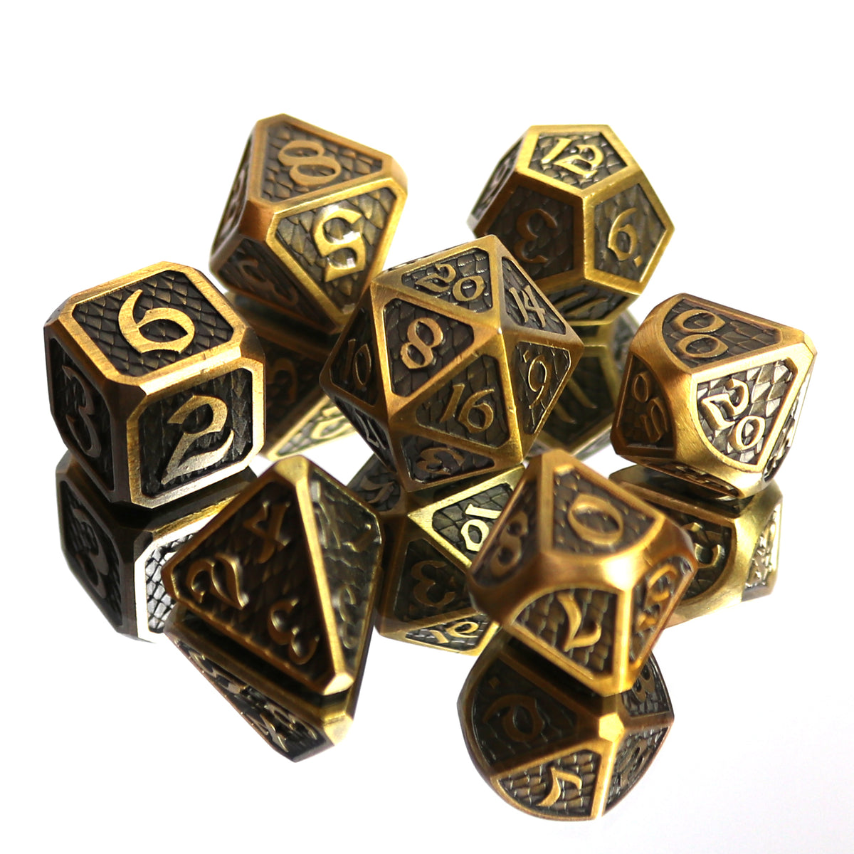 Die Hard Dice 7 Piece RPG set - Drakona Eldric Electrum | Grognard Games