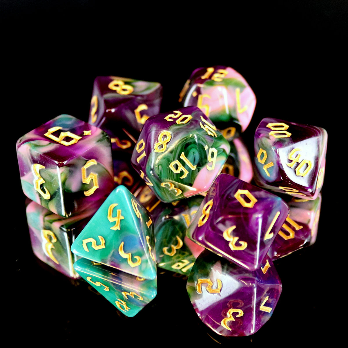 Die Hard Dice 7 Piece RPG set - Night Elves | Grognard Games