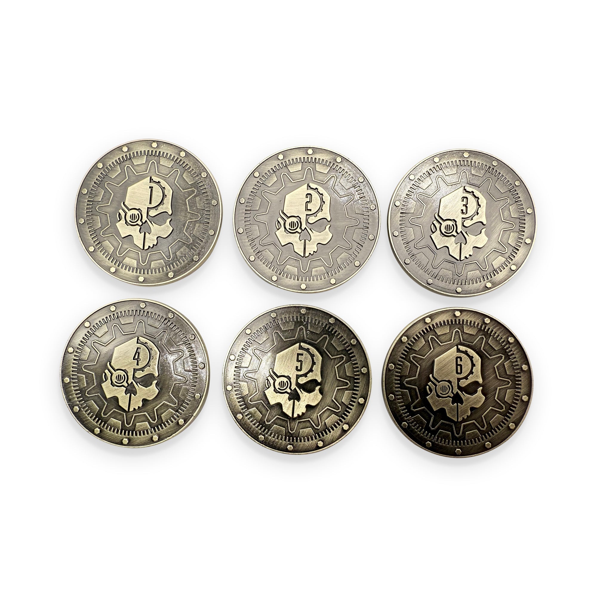 Adventure Coins - Objective Tokens (Mechanical Skull) | Grognard Games