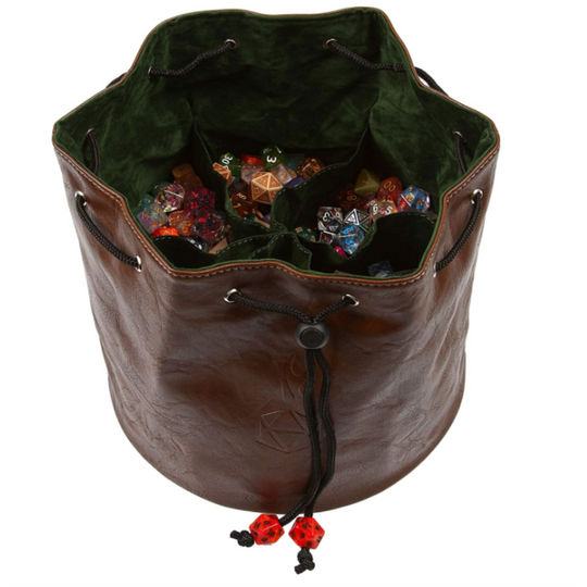 Pouch of the Endless Hoard Dice Bag Brown/Green | Grognard Games