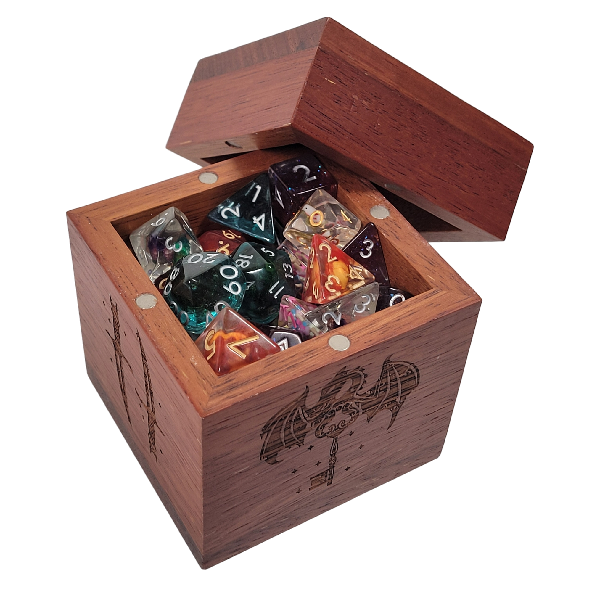 Forged Etched Wooden Storage Box with Magnetic Lid | Grognard Games